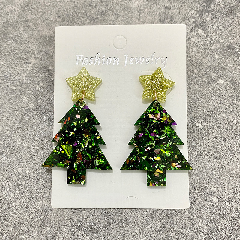 国境を越えたクリスマスツリーのイヤリングが輝いているアクリルがファッション的なイヤリングをつなぎ合わせて欧米の祝日insが流行しているアクセサリーの新製品|undefined