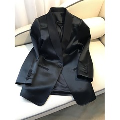 シルクスーツ酢酸サテン小さなスーツジャケット女性のための春と秋の新しいカジュアルな質感のスーツドロップシッピング送料無料