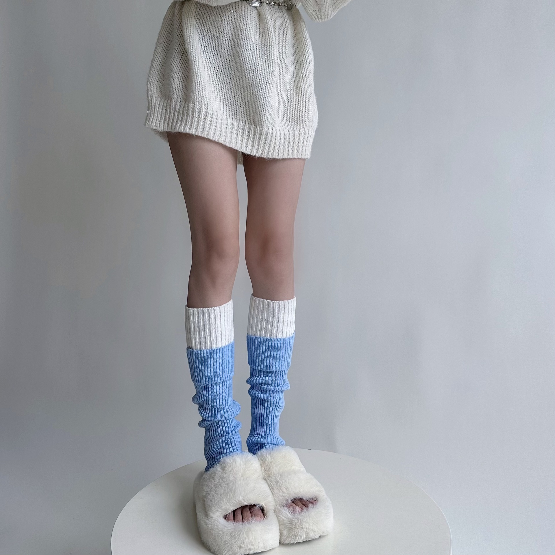 Femmes Style Japonais Sucré Bloc De Couleur Fibre De Polyacrylonitrile Sur Le Genou Chaussettes Une Paire display picture 15
