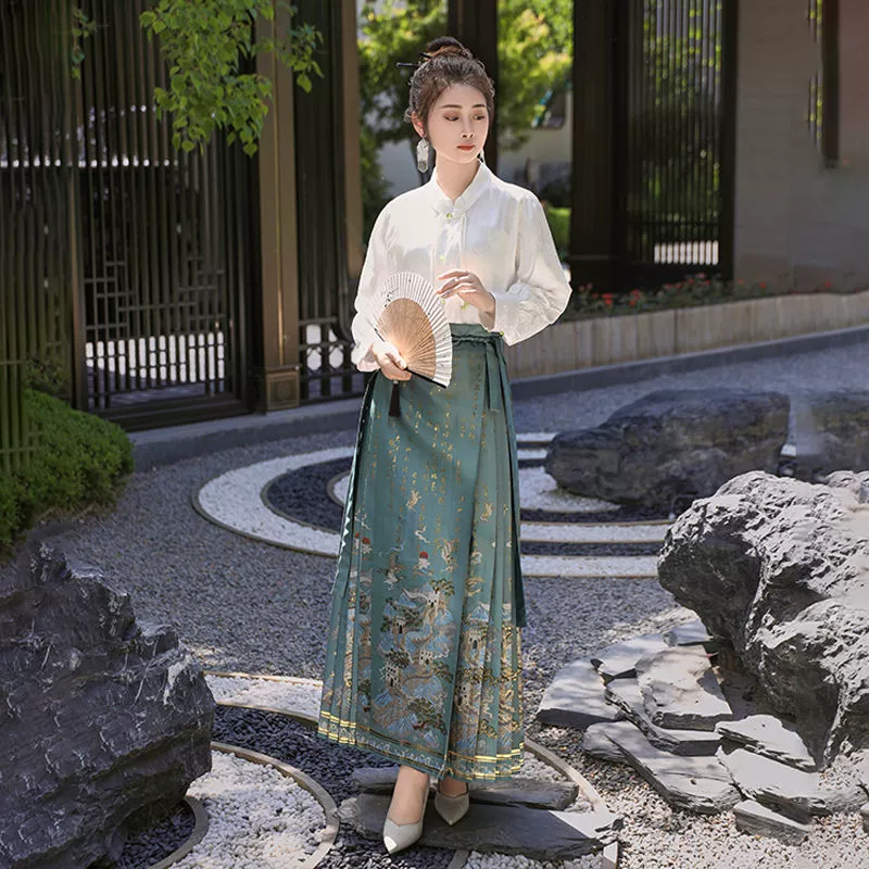 Luo Zhu Оригинальная 2024 новая китайская юбка с конским лицом в стиле