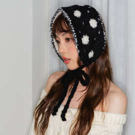 2025新款可爱波点针织绑带护耳秋冬保暖防风百搭发带女出游拍照