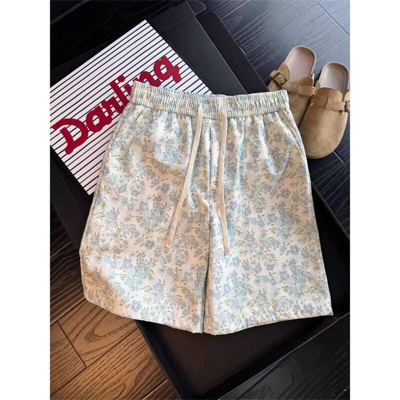 American-Style Trendy Summer Floral Shorts for Men and Women, Casual High Street Retro Loose Straight Fashion Five-Point Beach Shorts American-Style Trendy Summer Floral Shorts for Men and Women, Casual High Street Retro Loose Straight Fashion Five-Point Beach Shorts