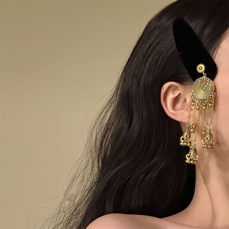 蝴蝶轨迹高级感闪钻流苏发夹子 复古新中式少女风碎发卡刘海边夹|undefined