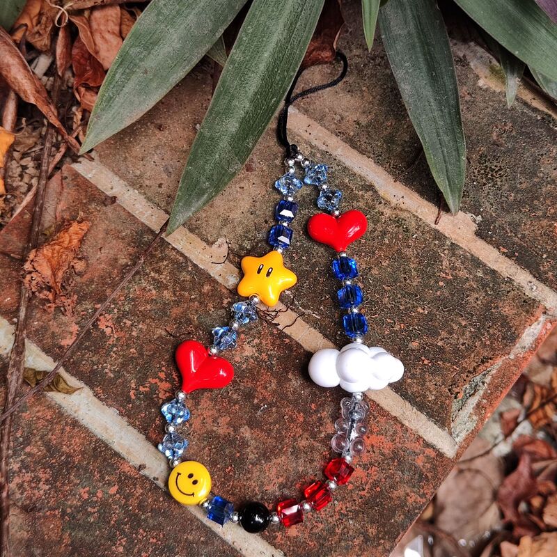 KKBEAD Mobile Phone Chain Girl's Wristband Hanging Ornaments Ins Style Simple Hand-woven Crystal Beaded Love Mobile Phone Rope