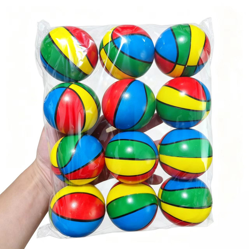 6cm espuma fancy color baloncesto bola de presión de espuma PU esponja sólida bola elástica ventilación baloncesto descompresión
