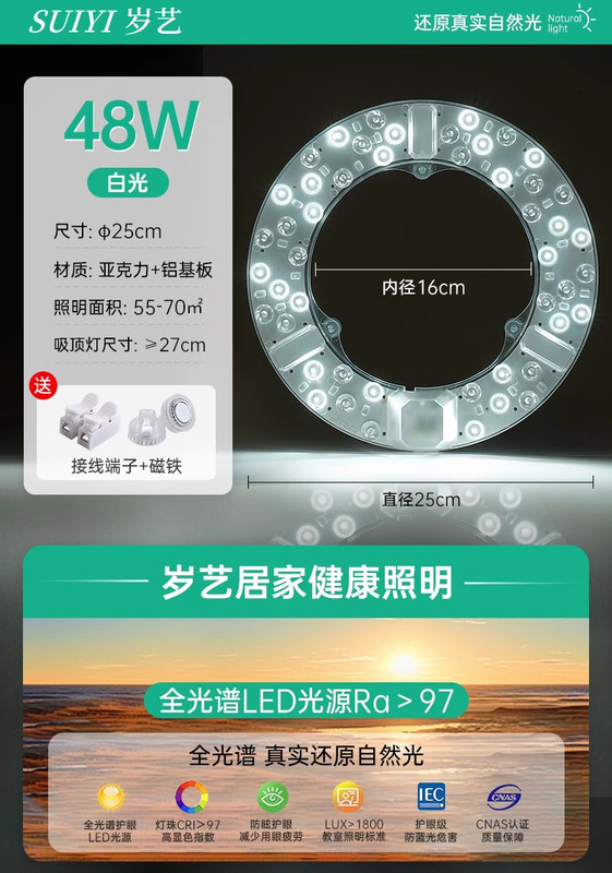 LED シーリングランプ芯フルスペクトル目の保護省エネランプパネル家庭用超高輝度リビングルームラウンドランプパネルランプビーズ光源|undefined