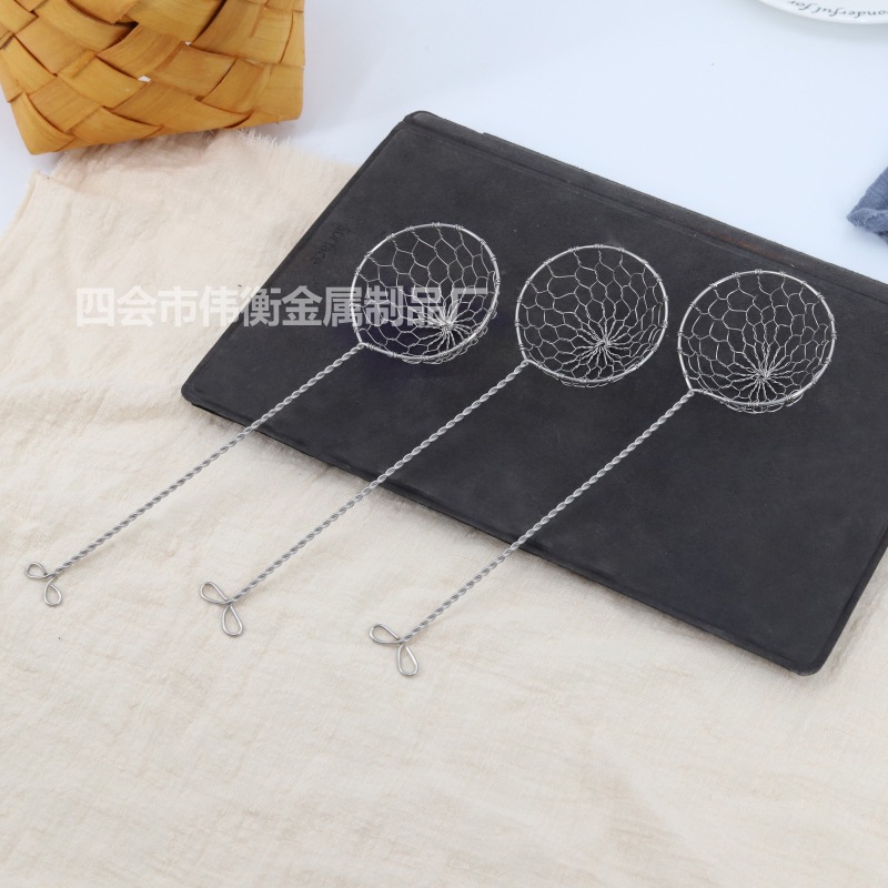 Tejida a mano 304 de acero inoxidable olla caliente cuchara estufa lateral pequeña colador cuchara malla colador tejido a mano Pantalla de filtro fábrica al por mayor