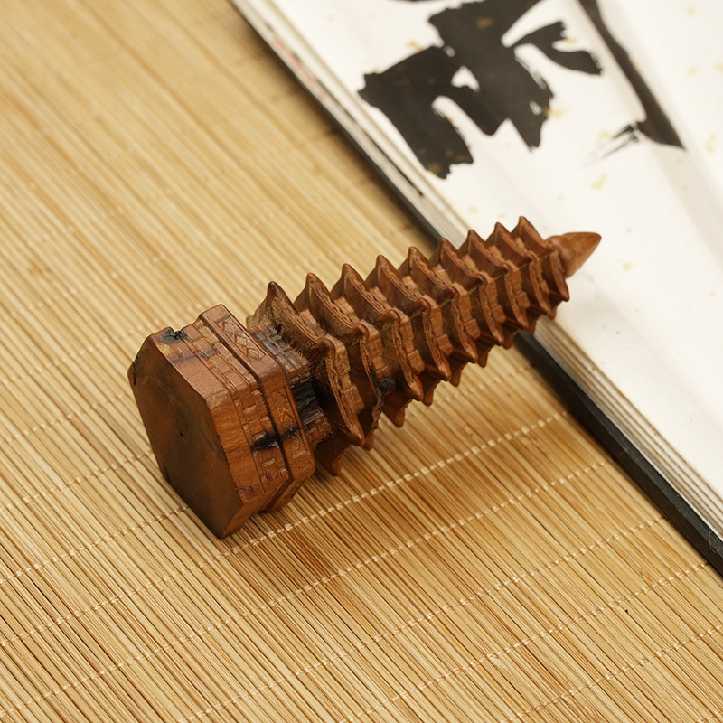 雷撃ナツメ文昌塔装飾品木彫りルームリビングルームブティック装飾品九階塔木彫り細かい彫刻|undefined