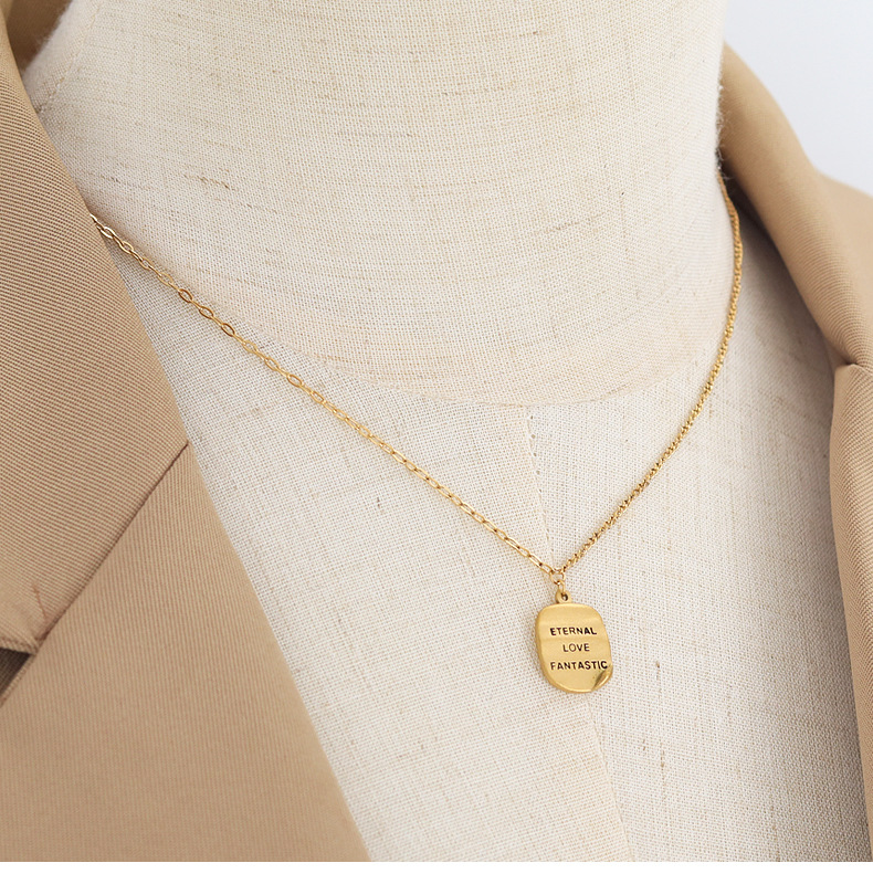 Fashion Letter Titanium Steel Gold Plated Necklace Colorza_colorza_10