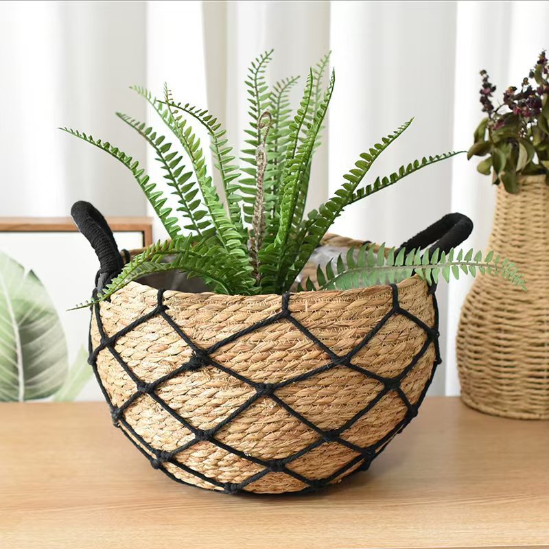 Cesta Decorativa de Hierba Tejida