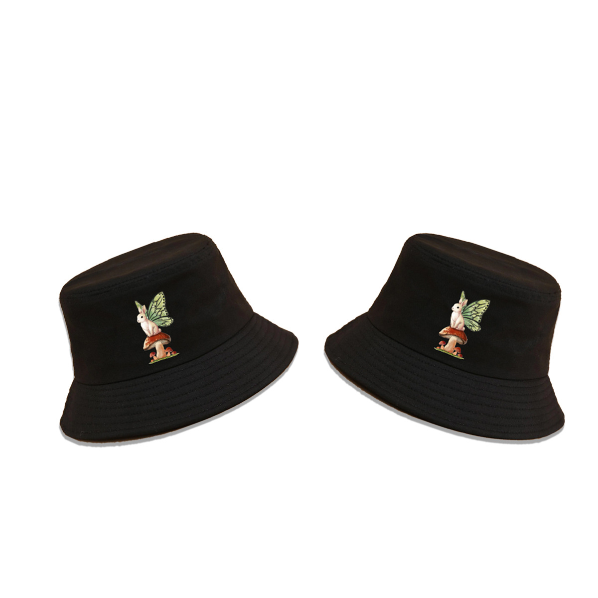 Cute Mushroom Rabbit Pattern Fisherman Wide-brimmed Sunshade Hat display picture 3