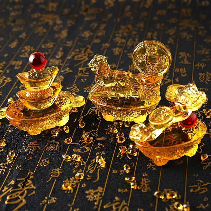 黄水晶摆件招财万事如意年年有鱼元宝塔马上有钱招财水晶工艺品