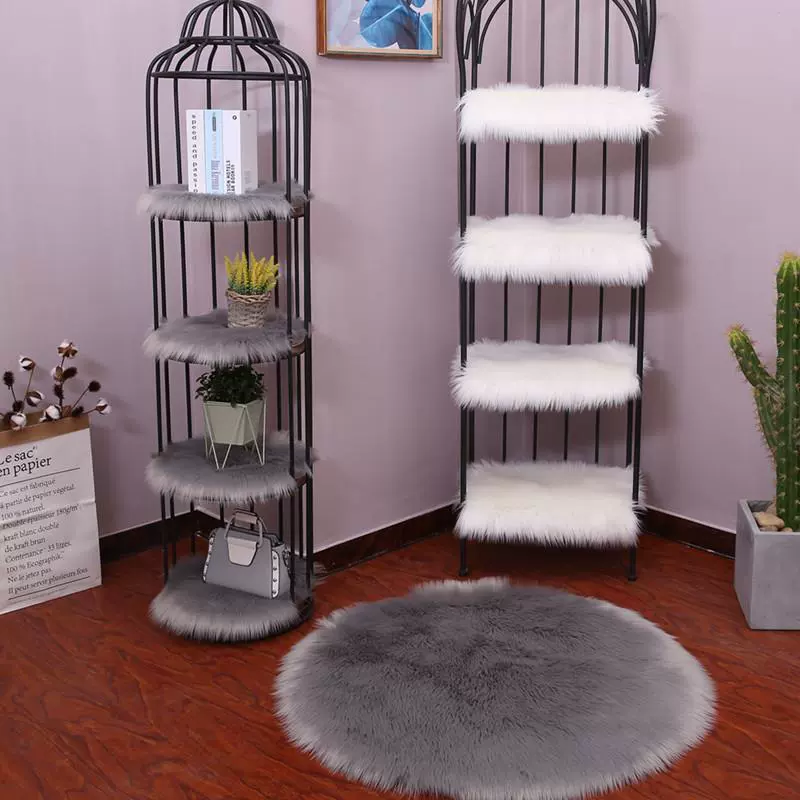 Белый плюшевый ковер Гардеробная витрина декоративная стойка полки шерстяной коврик фото выставочный зал ковер