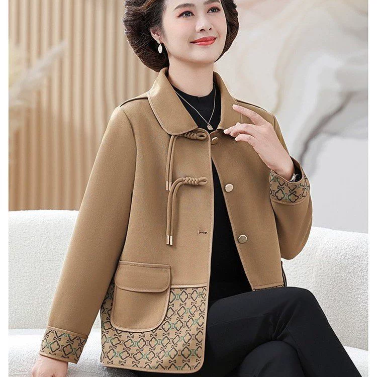 Среднее и старое женское платье благородная мама весеннее и осеннее пальто 2025 весеннее платье новый национальный стиль моды благородный топ