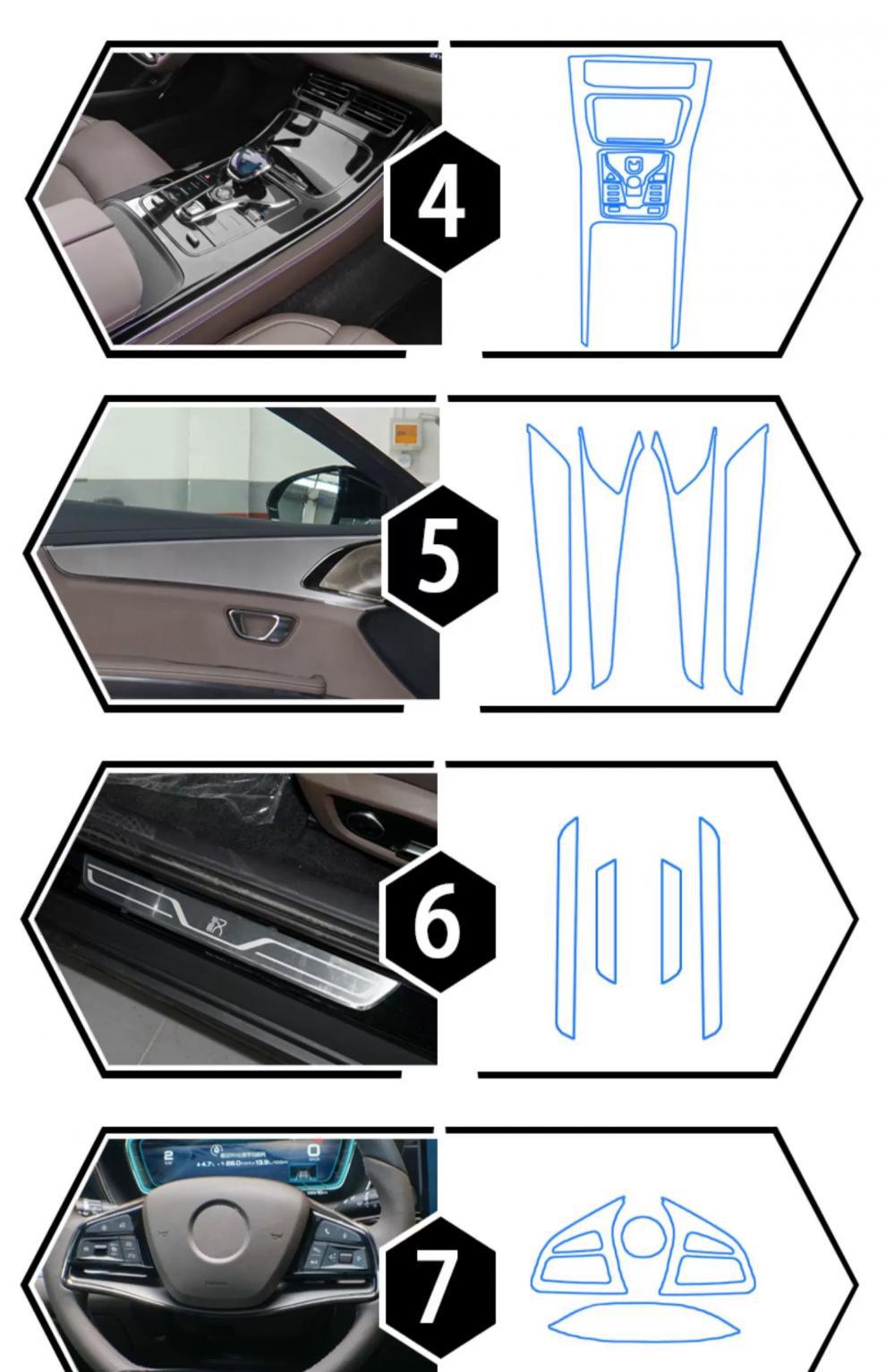Suitable for BYD Han Dmi/EV interior protection film, center console instrument panel, navigation screen, gear shift, car modification - high quality