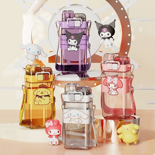 Punk Sanrio double drinking cup Pacha Dog Kuromi new internet celebrity creative pop-up double-open plastic cup with student