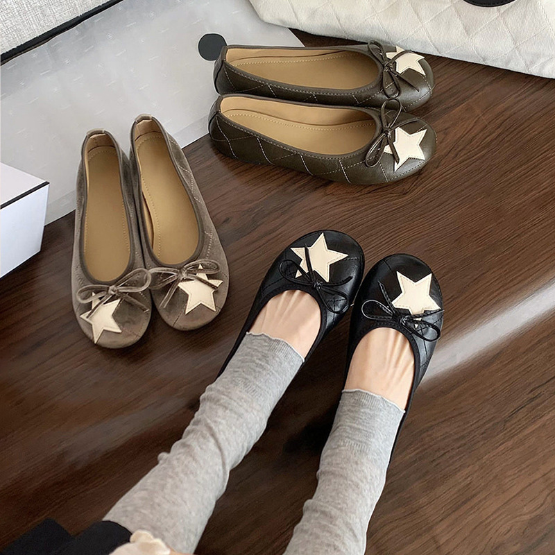 In-Stock Grape Mom Star Ballet Shoes, Age-Reducing Round-Toe Shallow Bowknot Low-Heel Flats for Women, Large Size Women's Shoes In-Stock Grape Mom Star Ballet Shoes, Age-Reducing Round-Toe Shallow Bowknot Low-Heel Flats for Women, Large Size Women's Shoes