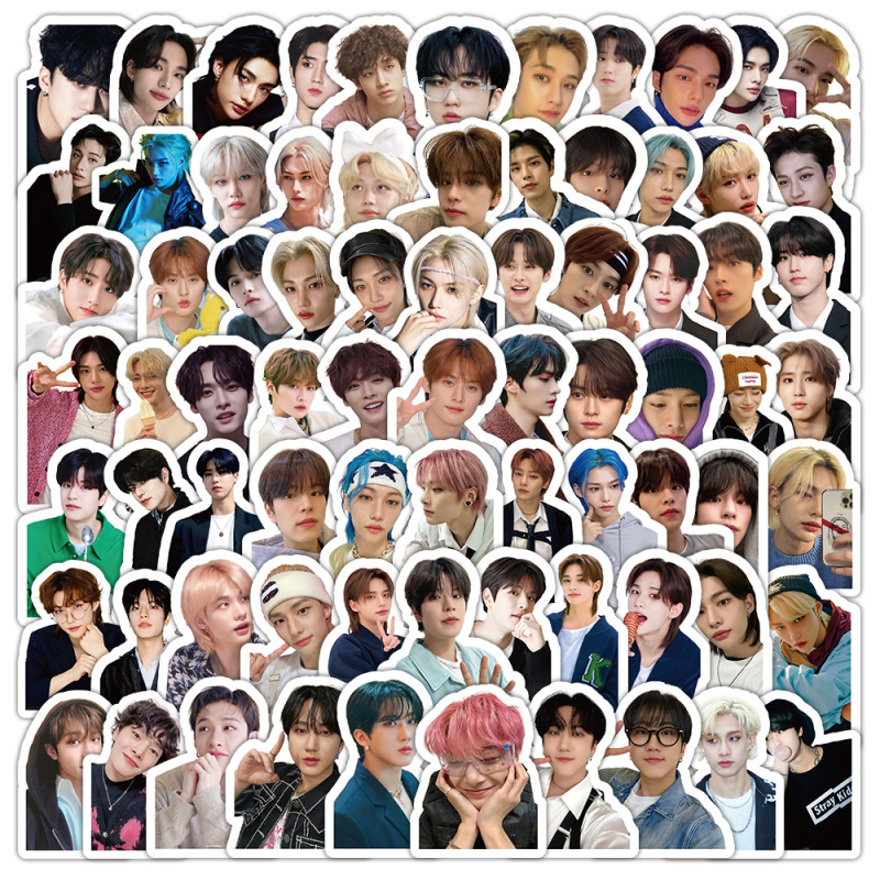 103张韩国男团帅哥Stray Kids贴纸明星SKZ头像卡通人物防水小贴画|undefined