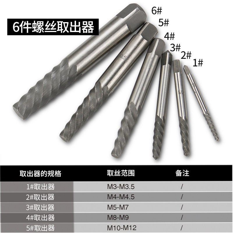 6 Piezas de Extractor de tornillo de cable grueso