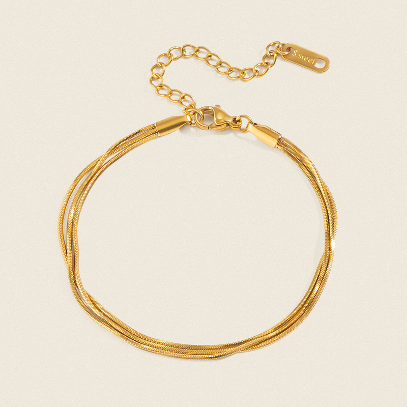 Xia Ling European and American Ins Style Stainless Steel Multi-Layer Stackable Bracelet for Women, 18K Gold-Plated, Non-Fading, Niche High-End Jewelry Xia Ling European and American Ins Style Stainless Steel Multi-Layer Stackable Bracelet for Women, 18K Gold-Plated, Non-Fading, Niche High-End Jewelry