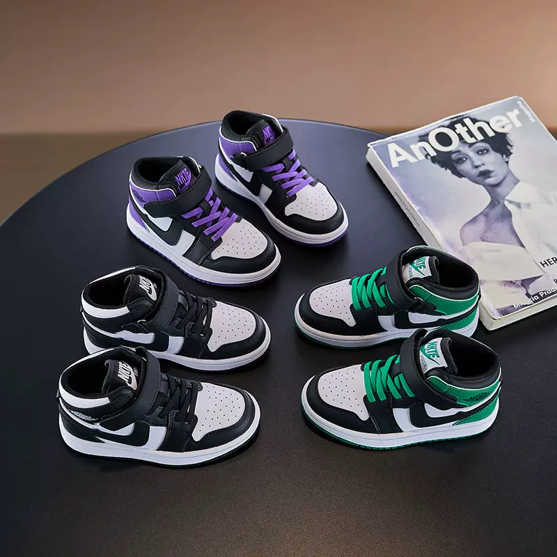 童鞋现货春季男女童运动高帮篮球鞋软底防滑儿童透气休闲板鞋