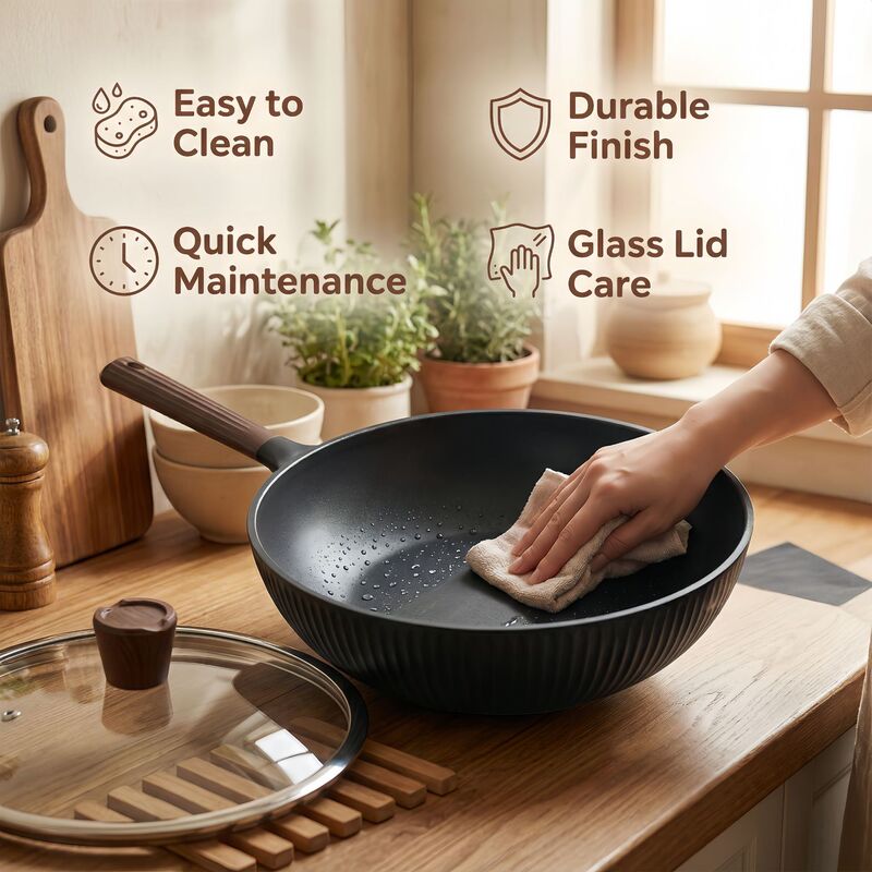 Non-Stick Frying Pan Set for Home Use, Suitable for Gas Stoves, Easy to Clean Coating, Flat-Bottomed Frying Pan