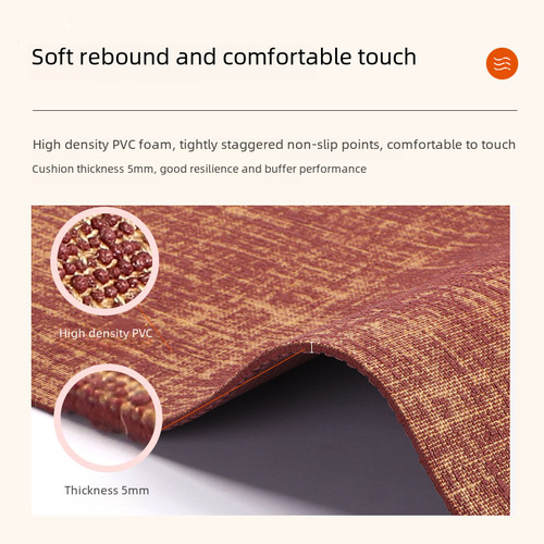 PVC Yellow Hemp Non-Slip Sweat Absorbent Yoga Mat Gym Mat Fitness Mat Linen Yoga Mat