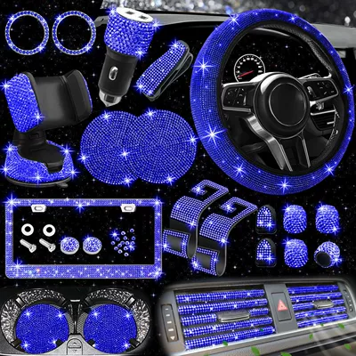License Plate Frame, Car Decoration, Cross-Border — Steering wheel cover - blue-38cm