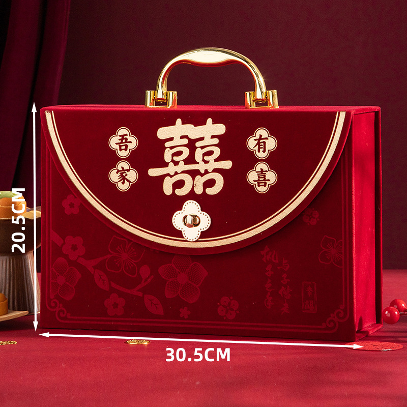 订婚彩礼钱盒子订亲提亲聘礼装彩礼的箱子盒子结婚用品烫金礼金箱|undefined