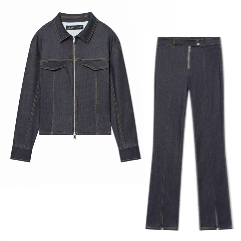 Pb&Za European and American Style 2025 Winter New Women's Clothing Long-Sleeved Slim-Fit Denim Jacket and Pants