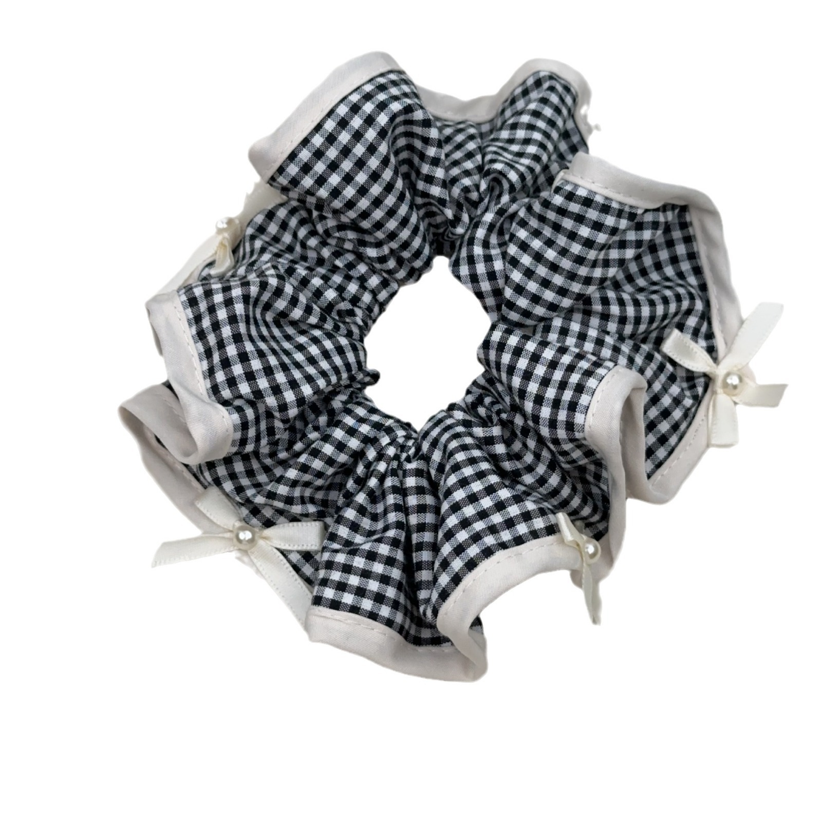 Anello per capelli con fiocco retrò francese in tessuto scozzese per intestino crasso Internet Celebrity 2024 Nuovo copricapo in stile foresta con corda per capelli_voghion.com