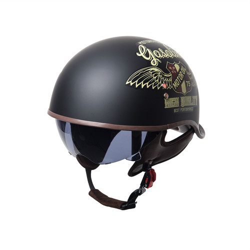 Motorcycle helmet for men summer half-helmet retro for women electric bike motorbike lightweight style with mirror
