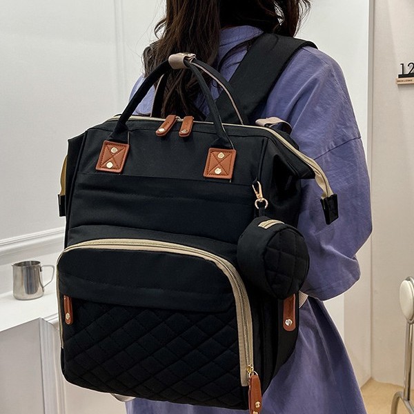 Cross-Border 2022 New Large-Capacity Shoulder Portable Mother and Baby Bag Travel Mommy Bag Diaper Bag Printable