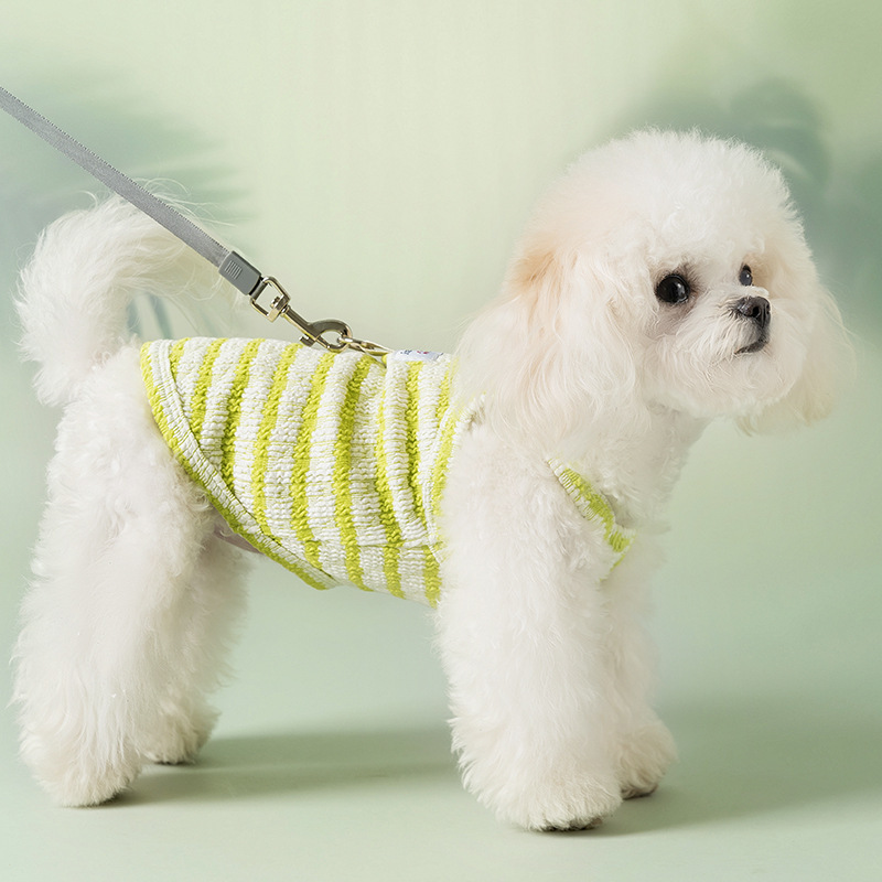 Primavera y verano perros galletas rayas frescas cabras gatos bipedos perros pequeños Teddy Bear mascotas ropa de perro