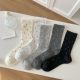 Socks Women's Polo Dot Lace Piled Socks Spring and Summer Thin Breathable Sweat Absorbing Mid-tube Socks Ballet Style Korean Style Mid-tube Socks