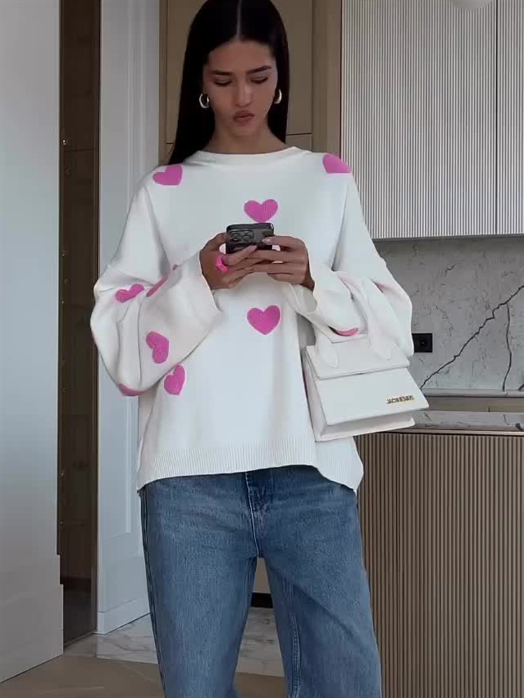 Women's Sweater Long Sleeve Sweaters & Cardigans Streetwear Heart Shape display picture 27