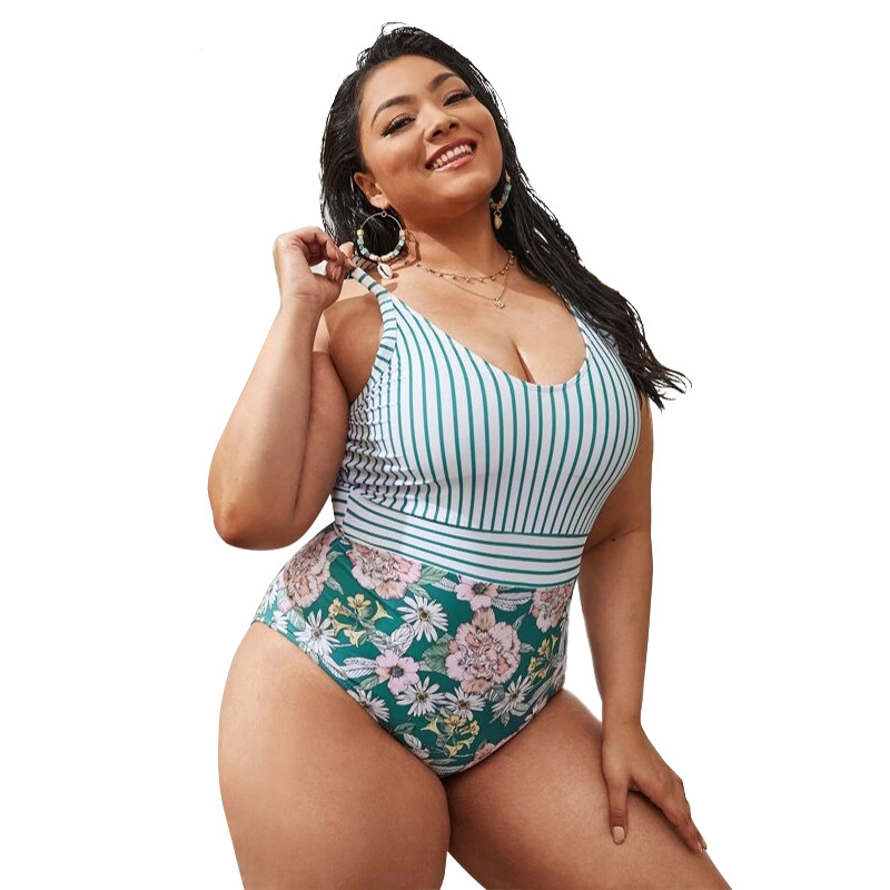 plus size print sling backless one-piece swimsuit NSVNS117582