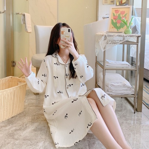 全棉绉布哺乳睡裙吸汗透气产前产后出春夏适宜孕妇睡衣