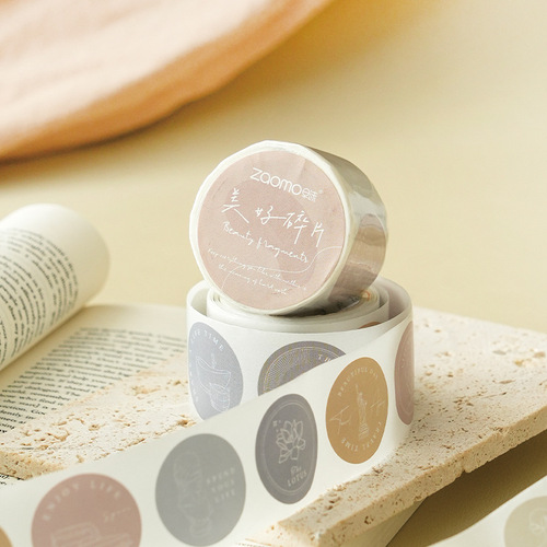 Early Foam Seal Tape, Line Fantasy Series, Ins Tag Round Dot Notebook Material Decorative Sticker, 4 Styles