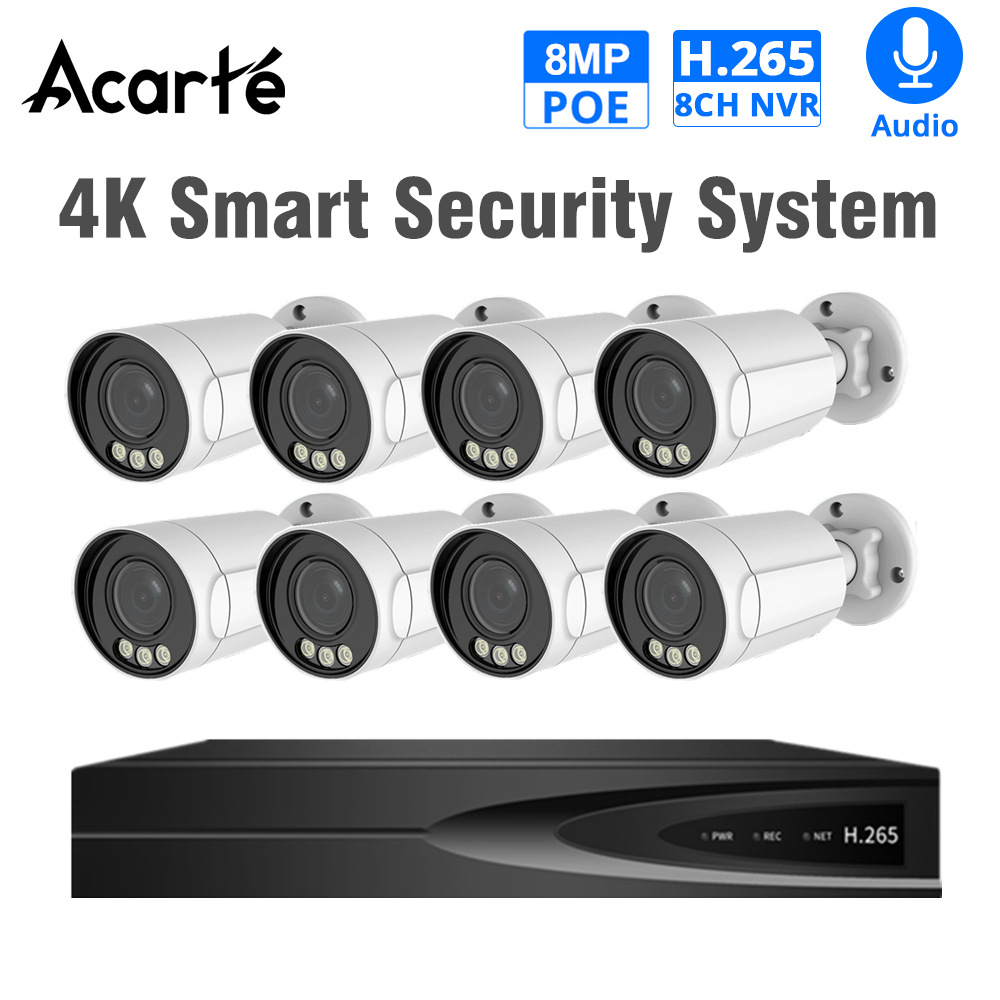 Acarte 4K 5X Zoon Poe Security Camera Cctv5X Zoom Poe Monitoring Set