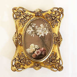 美式金色相框欧式创意婚纱照树脂相框摆台样板房家居装饰摆件