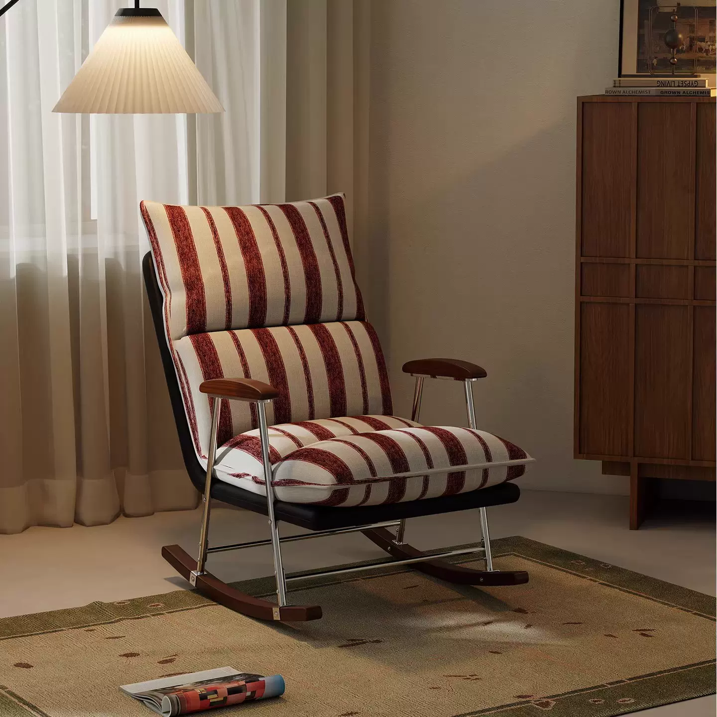 摇摇椅躺椅2025新款阳台懒人躺椅中古设计师轻奢单人摇椅懒人沙发