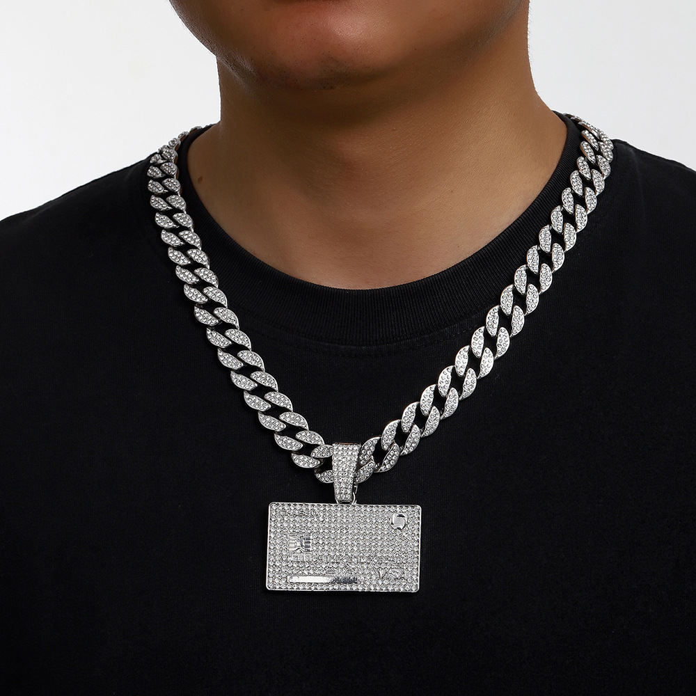 Europa y América Hip-Hop Collar de Tarjetas Bancarias Collar de Personalidad de Moda de Hombres Calle de Collar de Cadena Cuba