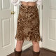 European and American Style Spice Girl Retro Leopard Print Skirt Women's Street Fashion All-match High Waist Slimming Midi Dress