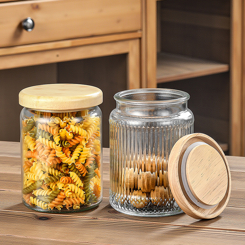 Taza de vidrio sellada Retro Begonia Pattern Glass Jar Household Snack Nut Storage Jar Size Combination