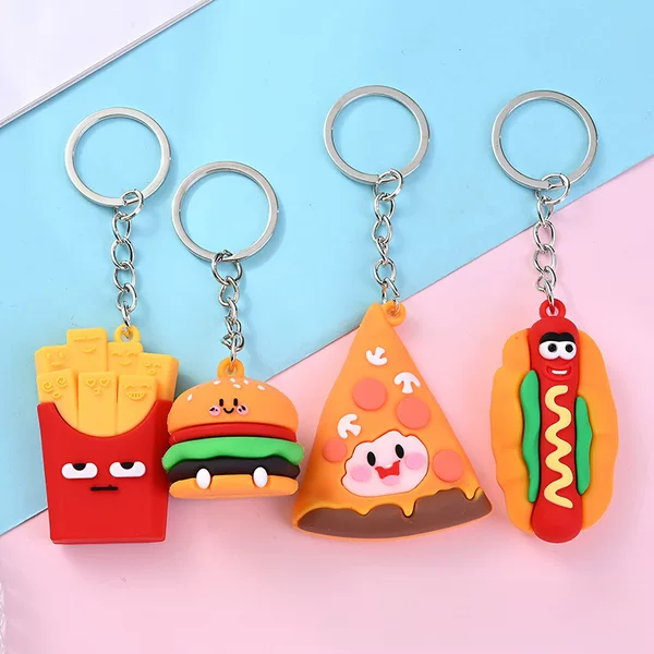 Simulation hamburger keychain simulation food pendant hot dog key chain pizza key chain French fries small gift gift