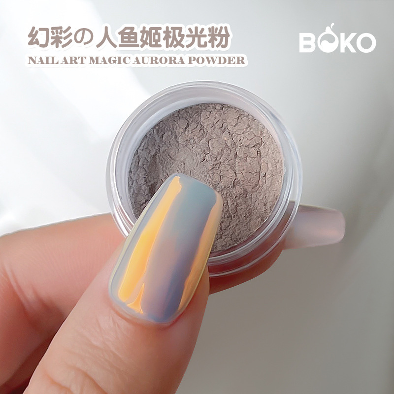 Boko Popular Ins-Style Japanese Unicorn Nail Art Neon Aurora Mermaid Powder Macaron Magic Mirror Powder Direct from the Source Factory
