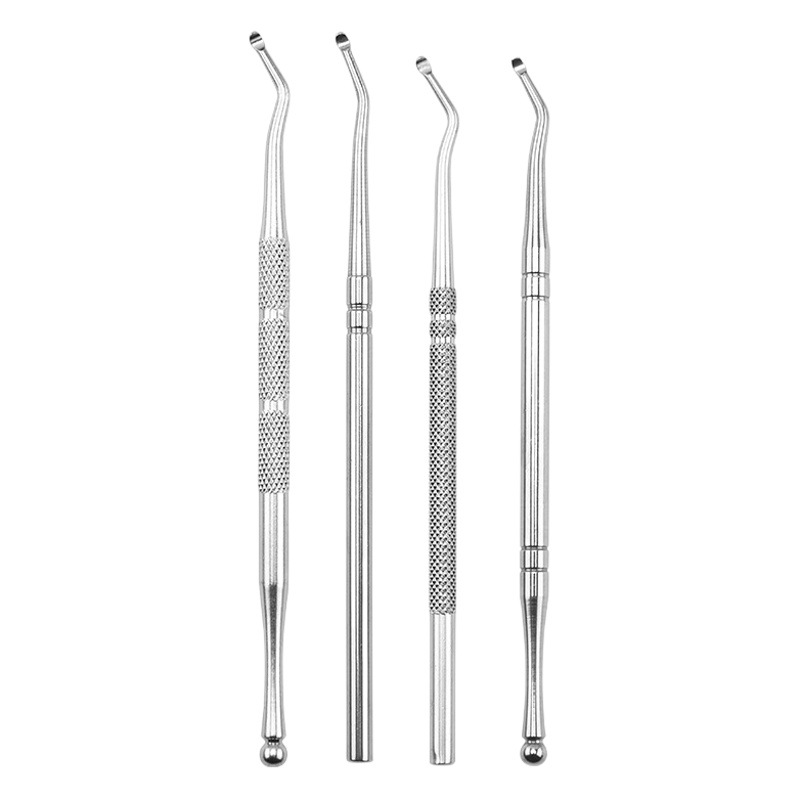 Short Single Head Round Bead Nail Picking Tool Stainless Steel Elbow Nail Picking Spoon Nail Picking Spoon Nail Picking Spoon Cleaner Nail Art Tool