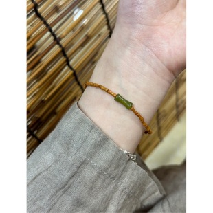 Original Design DIY Jewelry Olive Core Bamboo Knot Matchinging Olive Bamboo Knot Bracelet Simple Single Circle Women's Model