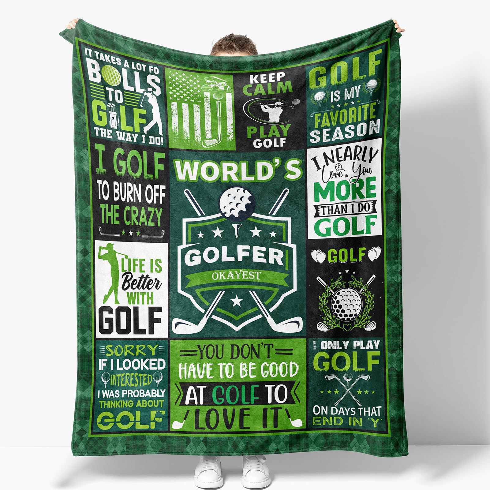 高尔夫球运动图案毛毯舒适法兰绒家居保暖毯子婴儿盖毯午休毯